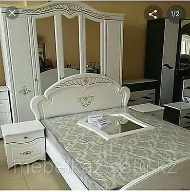 Спальный гарнитур, Новый, Двуспальная кровать, Шкаф, Комод, Белоруссия, цвет - Белый at lalafo.kg Спальный гарнитур, Новый, Двуспальная кровать, Шкаф, Комод, Белоруссия, цвет - Белый