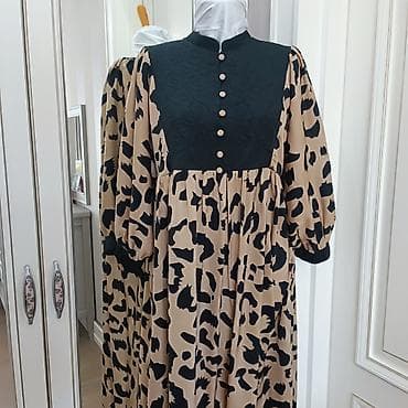 Платье макси с фигурным лифом и леопардовым принтом .Шьём, вышиваем at lalafo.kg — 1 Платье макси с фигурным лифом и леопардовым принтом .Шьём, вышиваем — 1