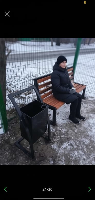 Скамейка Металл, Со спинкой, С крышей at lalafo.kg Скамейка Металл, Со спинкой, С крышей