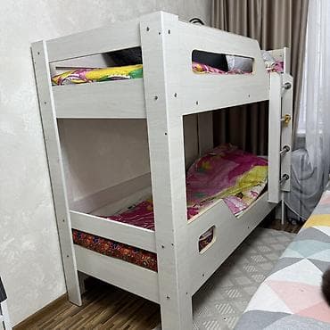 Двухъярусная детская кровать, Б/у, ЛДСП, цвет - Белый at lalafo.kg Двухъярусная детская кровать, Б/у, ЛДСП, цвет - Белый