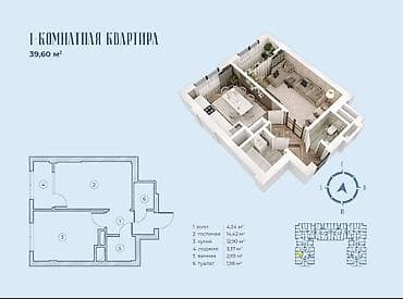 Подготовительные работы, 1 комната, 40 м² at lalafo.kg Подготовительные работы, 1 комната, 40 м²