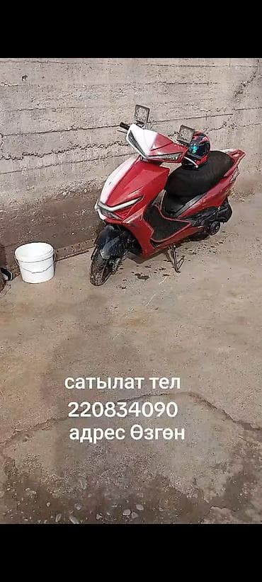 Скутер/мопед с футуристичным дизайном кузова в красно‑белом цвете at lalafo.kg Скутер/мопед с футуристичным дизайном кузова в красно‑белом цвете