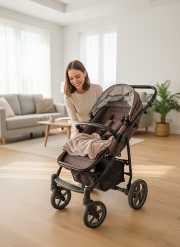 Коляска, цвет - Коричневый, Б/у at lalafo.kg Коляска, цвет - Коричневый, Б/у