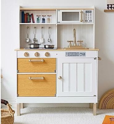 LDV: Деревянная игровая кухня белого цвета с элементами под натуральное at lalafo.kg — 1 LDV: Деревянная игровая кухня белого цвета с элементами под натуральное — 1