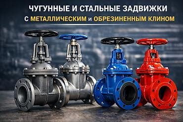 Чугунные и стальные задвижки с металлическим и обрезиненным клином at lalafo.kg Чугунные и стальные задвижки с металлическим и обрезиненным клином