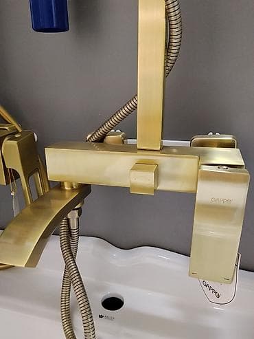 Суу аралаштыргычтар: Смеситель для ванны/раковины Gappo, латунь, цвет матовое золото lalafo.kg да — 1 Суу аралаштыргычтар: Смеситель для ванны/раковины Gappo, латунь, цвет матовое золото — 1