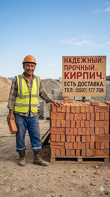 Полнотелый, таблетка, Жженый кирпич, Одинарный, 250×120×65 at lalafo.kg Полнотелый, таблетка, Жженый кирпич, Одинарный, 250×120×65