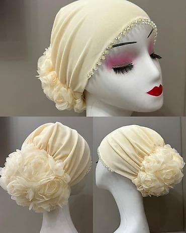 Ручная работа🥰🥰😍Тюрбан с декором из крупных цветов и бисерной отделкой at lalafo.kg Ручная работа🥰🥰😍Тюрбан с декором из крупных цветов и бисерной отделкой