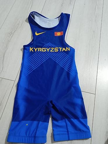 Спортивный борцовский трико Nike “Kyrgyzstan”. - Цвет: синий с at lalafo.kg Спортивный борцовский трико Nike “Kyrgyzstan”. - Цвет: синий с