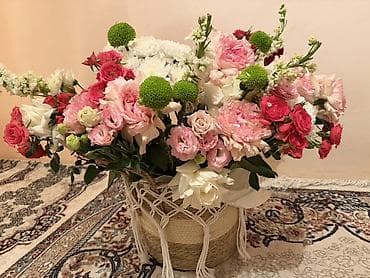 Бонбоньерки: Авторская цветочная композиция в плетёной корзине - Пышная композиция at lalafo.kg — 9 Бонбоньерки: Авторская цветочная композиция в плетёной корзине - Пышная композиция — 9