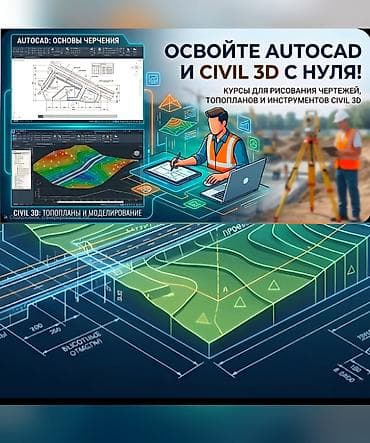 Курсы AutoCAD и Civil 3D с нуля цена: 25 000с в месяц. график 3 раза at lalafo.kg Курсы AutoCAD и Civil 3D с нуля цена: 25 000с в месяц. график 3 раза