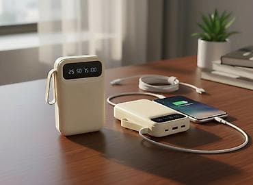 Портативный аккумулятор (power bank) с встроенными кабелями и at lalafo.kg Портативный аккумулятор (power bank) с встроенными кабелями и