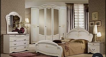 Спальный гарнитур, Б/у, Двуспальная кровать, Шкаф, Комод, Белоруссия, Дерево, Самовывоз, цвет - Белый at lalafo.kg Спальный гарнитур, Б/у, Двуспальная кровать, Шкаф, Комод, Белоруссия, Дерево, Самовывоз, цвет - Белый