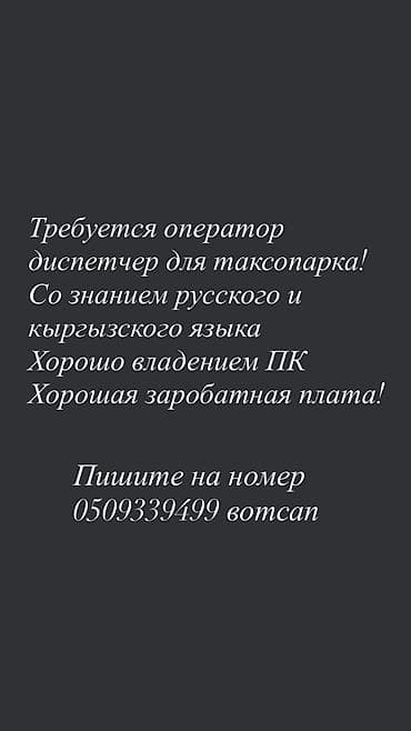 Требуется Диспетчер Пятидневка, Техподдержка, Старше 18 лет at lalafo.kg Требуется Диспетчер Пятидневка, Техподдержка, Старше 18 лет