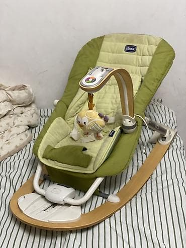 Детский шезлонг, Качалка, Дерево, цвет - Зеленый at lalafo.kg Детский шезлонг, Качалка, Дерево, цвет - Зеленый