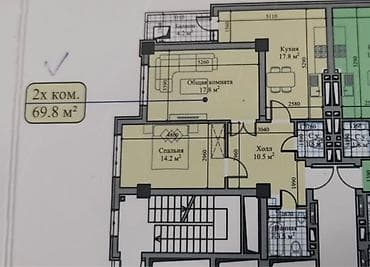 2 комнаты, 69 м², Элитка, 14 этаж at lalafo.kg 2 комнаты, 69 м², Элитка, 14 этаж