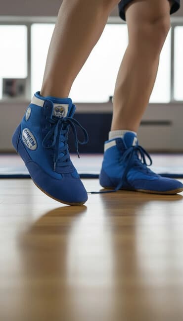 Борцовки GREEN HILL, синие - Высокая шнуровка для фиксации at lalafo.kg Борцовки GREEN HILL, синие - Высокая шнуровка для фиксации