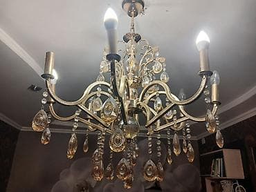Башка жарыктандыруу: Классическая подвесная люстра с подвальными рожками и хрустальными lalafo.kg да — 1 Башка жарыктандыруу: Классическая подвесная люстра с подвальными рожками и хрустальными — 1