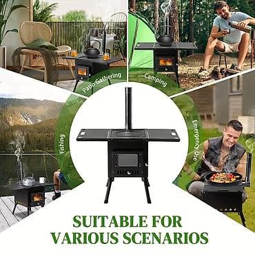 Портативная дровяная печь-плита для улицы и кемпинга at lalafo.kg Портативная дровяная печь-плита для улицы и кемпинга