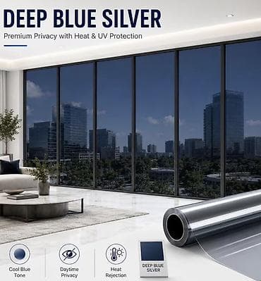 Тонировочная пленка для окон Deep Blue Silver. Размер 1.52*30м цена за lalafo.kg да Тонировочная пленка для окон Deep Blue Silver. Размер 1.52*30м цена за