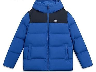 Пуховая куртка Li-Ning, синяя с контрастными черными вставками на at lalafo.kg Пуховая куртка Li-Ning, синяя с контрастными черными вставками на