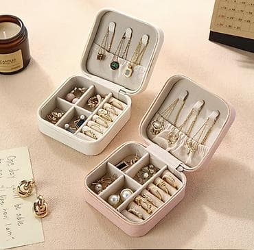 Компактная шкатулка-органайзер для украшений - (белый и розовый). - at lalafo.kg — 1 Компактная шкатулка-органайзер для украшений - (белый и розовый). - — 1