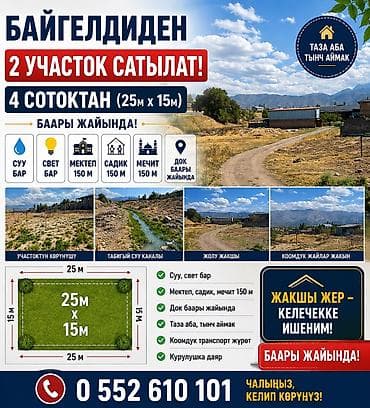 4 соток, Для строительства at lalafo.kg 4 соток, Для строительства
