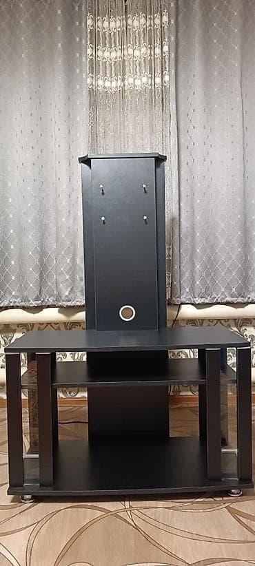 Тумба и подставка для телевизора, Напольная, ЛДСП, цвет - Черный at lalafo.kg Тумба и подставка для телевизора, Напольная, ЛДСП, цвет - Черный