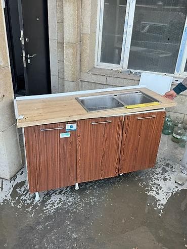 Ашкана үчүн тумбалар: Ашкана үчүн тумба, Жуугучу менен, Полго орнотулма, ДСП, түсү - Күрөң lalafo.kg да — 2 Ашкана үчүн тумбалар: Ашкана үчүн тумба, Жуугучу менен, Полго орнотулма, ДСП, түсү - Күрөң — 2