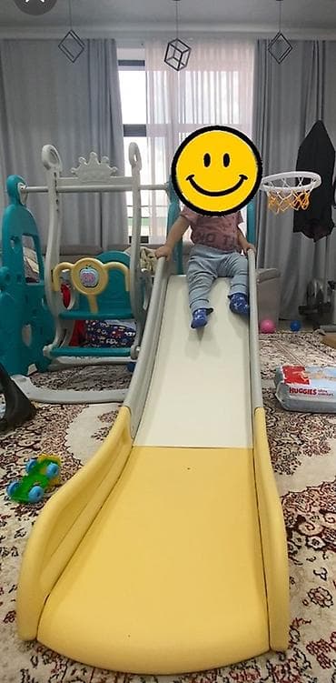 Детский игровой комплекс для дома 3-в-1: - Горка с плавным стартом и at lalafo.kg Детский игровой комплекс для дома 3-в-1: - Горка с плавным стартом и