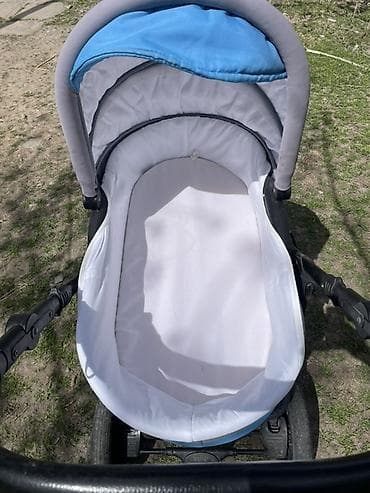 Детская коляска-трансформер 3 в 1, серо-голубая. Комплектация: - at lalafo.kg Детская коляска-трансформер 3 в 1, серо-голубая. Комплектация: -