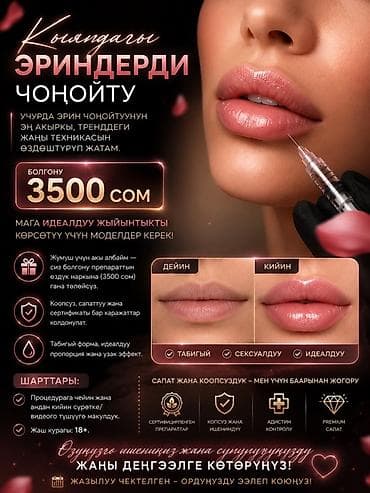 Косметология, Эринди чоңойтуу, Моделдер керек lalafo.kg да Косметология, Эринди чоңойтуу, Моделдер керек