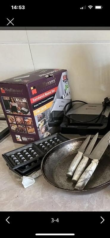 Вафля бышыргычтар: Сэндвич-мейкер Hoffmans Electronics HM-3019 3-в-1 Грильница lalafo.kg да — 2 Вафля бышыргычтар: Сэндвич-мейкер Hoffmans Electronics HM-3019 3-в-1 Грильница — 2