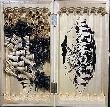 Деревянный набор «шахматы/нарды/шашки» с резной доской. - Материал at lalafo.kg Деревянный набор «шахматы/нарды/шашки» с резной доской. - Материал