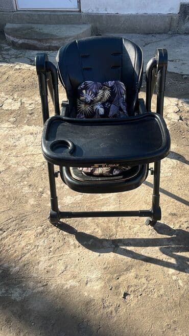 Стульчик для кормления Silmax (черный) - Удобный широкий столик со at lalafo.kg Стульчик для кормления Silmax (черный) - Удобный широкий столик со