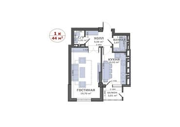 1 комната, 44 м², Элитка, 3 этаж, ПСО (под самоотделку) at lalafo.kg 1 комната, 44 м², Элитка, 3 этаж, ПСО (под самоотделку)