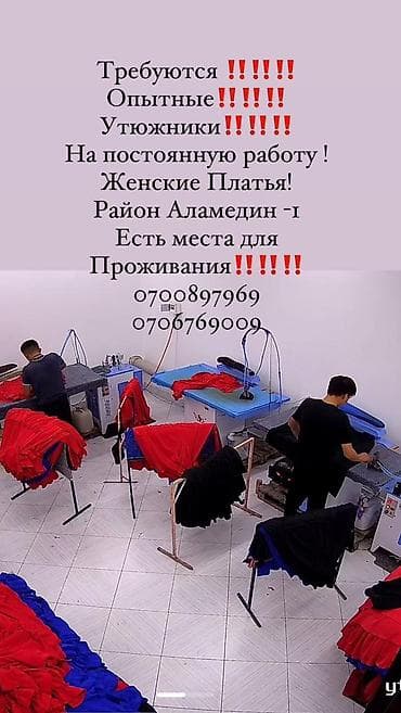 Гладильщик, Платья, Оплата: Ежедневно, График работы: Шестидневка, Опыт работы: 3-5 лет опыта at lalafo.kg Гладильщик, Платья, Оплата: Ежедневно, График работы: Шестидневка, Опыт работы: 3-5 лет опыта