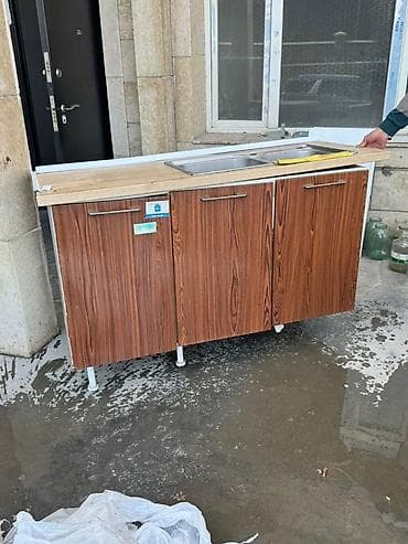 Ашкана үчүн тумбалар: Ашкана үчүн тумба, Жуугучу менен, Полго орнотулма, ДСП, түсү - Күрөң lalafo.kg да — 3 Ашкана үчүн тумбалар: Ашкана үчүн тумба, Жуугучу менен, Полго орнотулма, ДСП, түсү - Күрөң — 3