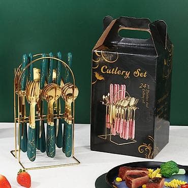 Набор столовых приборов Cutlery Set, 24 предмета, на подставке at lalafo.kg Набор столовых приборов Cutlery Set, 24 предмета, на подставке