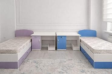 Бир жарым керебеттер: Срочно продаю 2 кровати с матрасом, матрас ортопедический, 2 парты (с lalafo.kg да — 1 Бир жарым керебеттер: Срочно продаю 2 кровати с матрасом, матрас ортопедический, 2 парты (с — 1