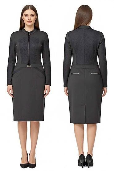 Платье теплое модное с заниженной талией, размер 50-52 - б/у, цвет at lalafo.kg Платье теплое модное с заниженной талией, размер 50-52 - б/у, цвет