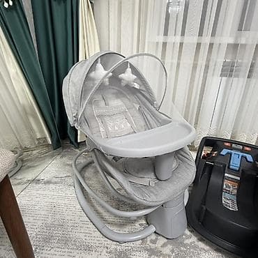 Детское многофункциональное кресло-качалка 3-в-1 в сером цвете lalafo.kg да Детское многофункциональное кресло-качалка 3-в-1 в сером цвете