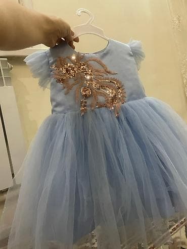 Детское платье, цвет - Голубой at lalafo.kg Детское платье, цвет - Голубой