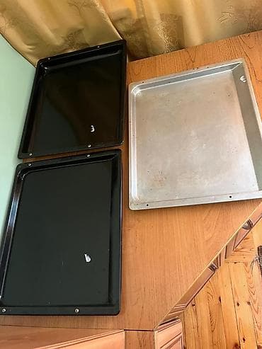 Противни для духовки, комплект из 3 шт. - 2 эмалированных чёрных at lalafo.kg Противни для духовки, комплект из 3 шт. - 2 эмалированных чёрных