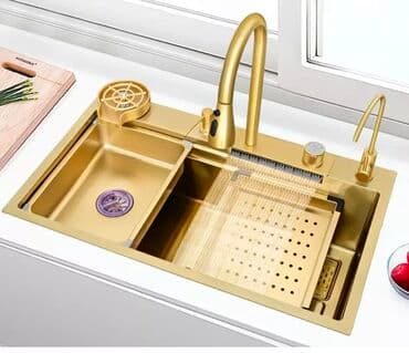 Кухонная мойка, Накладной способ установки, Квадрат форма, Материал: Металл, Размер: 75 x 45 см at lalafo.kg Кухонная мойка, Накладной способ установки, Квадрат форма, Материал: Металл, Размер: 75 x 45 см