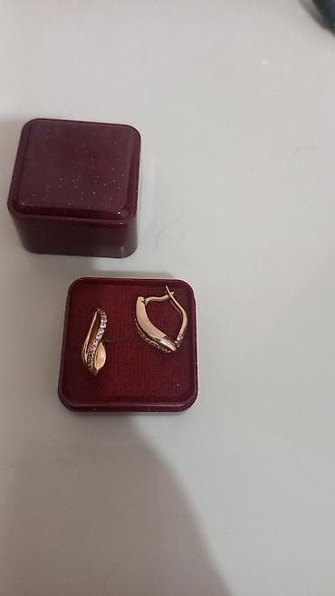 Серьги, Проба 585, Фианит, Женские at lalafo.kg Серьги, Проба 585, Фианит, Женские