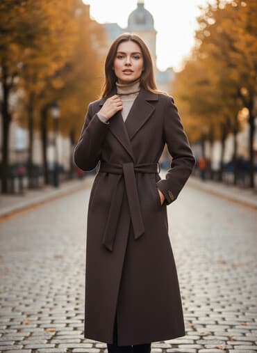 Пальто, Халат, Осень-весна, По колено, С поясом, M at lalafo.kg Пальто, Халат, Осень-весна, По колено, С поясом, M