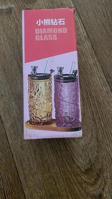 Стаканы “Diamond Glass” с трубочкой - Набор стильных стаканов из at lalafo.kg Стаканы “Diamond Glass” с трубочкой - Набор стильных стаканов из