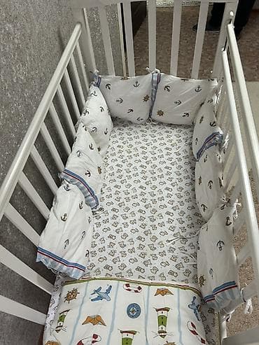 Детский манеж б/у С полным комплектом белья и подушек. Пользовались at lalafo.kg Детский манеж б/у С полным комплектом белья и подушек. Пользовались