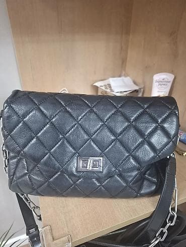 Сумка женская из натуральной кожи, стеганая - Цвет: черный - at lalafo.kg Сумка женская из натуральной кожи, стеганая - Цвет: черный -